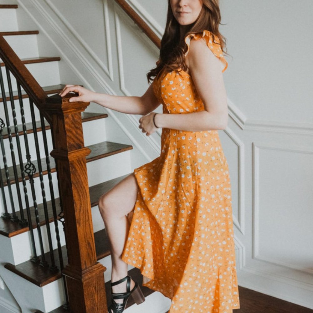 Final sale! Open back chiffon dress - Picture 4 of 14